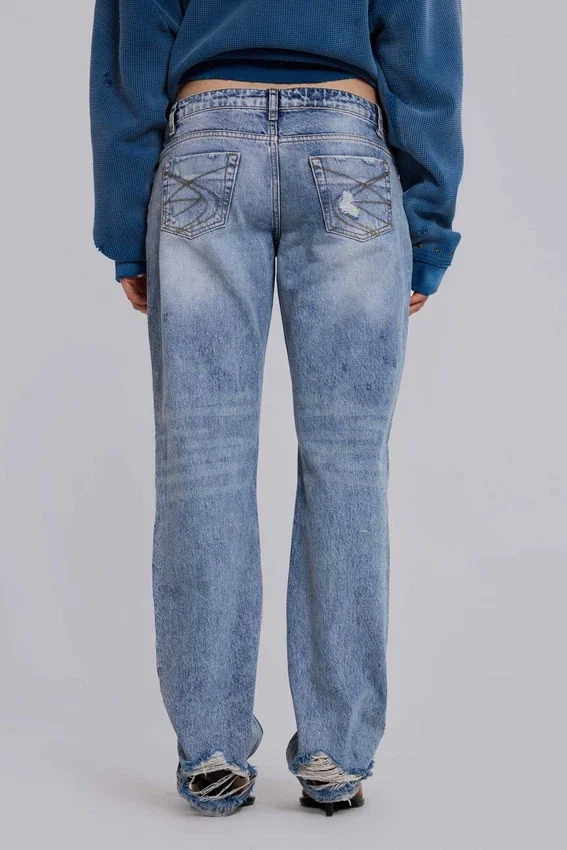 Rider Low Rise Straight Leg Jeans in Light Wash