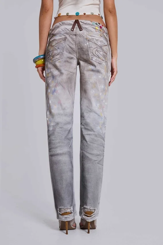 Rider Low Rise Straight Leg Jeans in Painter