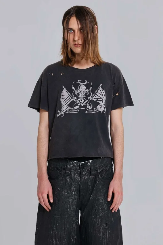 Rock Revival Distressed National Cropped T-Shirt