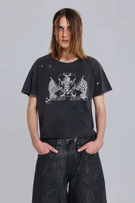 Rock Revival Distressed National Cropped T-Shirt