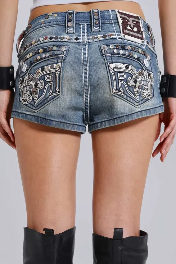 Rock Revival Embellished Denim Mini Shorts