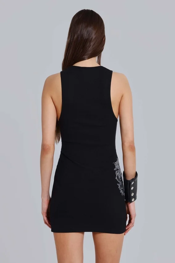 Rock Revival Rhinestone Fleur de Lis Vest Mini Dress