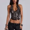 Roswen Lace Corset Top in Black