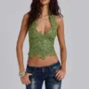 Roswen Lace Corset Top in Green