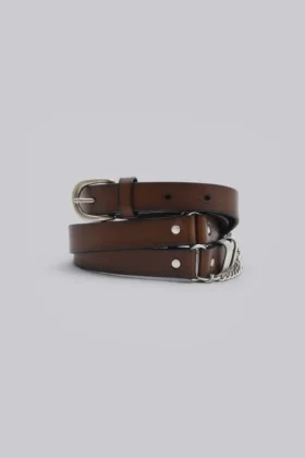 Saddle Skinny Brown Leather Belt