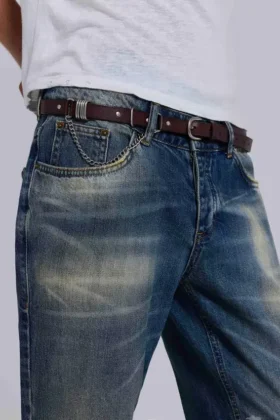 Saddle Skinny Brown Leather Belt