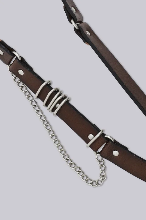 Saddle Skinny Brown Leather Belt