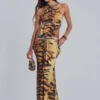 Saffra Cut Out Maxi Dress in Tiger