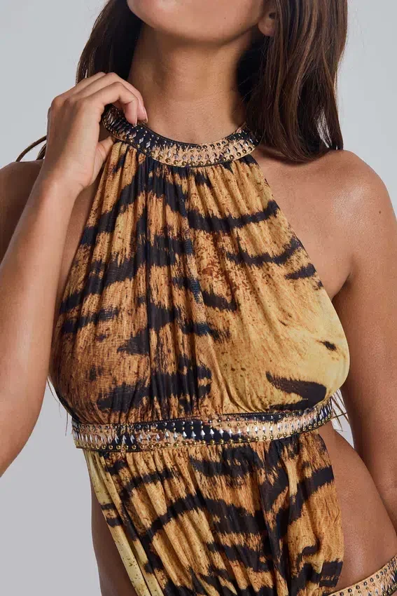 Saffra Cut Out Maxi Dress in Tiger