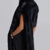 Saskia 2-in-1 Faux Fur Shrug in Black