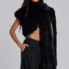 Saskia 2-in-1 Faux Fur Shrug in Black