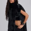 Saskia 2-in-1 Faux Fur Shrug in Black