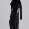 Saskia 2-in-1 Faux Fur Shrug in Black