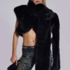 Saskia 2-in-1 Faux Fur Shrug in Black