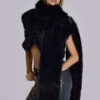 Saskia 2-in-1 Faux Fur Shrug in Black