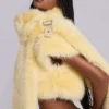 Saskia 2-in-1 Faux Fur Shrug in Yellow