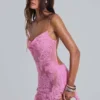 Shadea Applique Lace Mini Dress in Pink