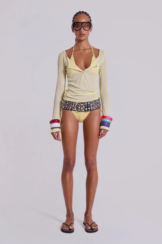 Sheer Henley Top in Buttercup