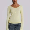 Sheer Henley Top in Buttercup