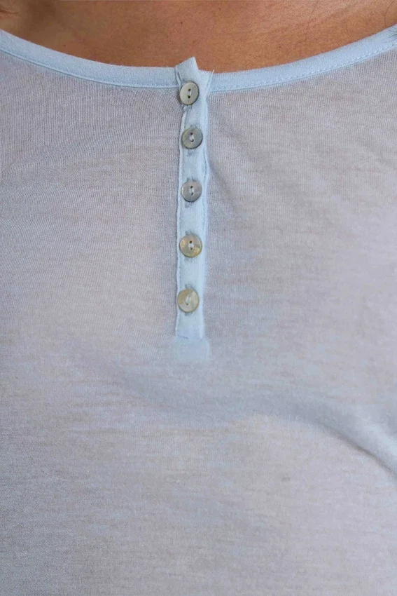 Sheer Henley Top In Sky