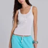 Sheer Henley Vest in White