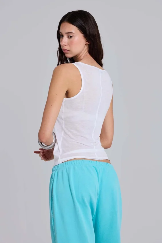 Sheer Henley Vest in White