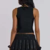 Onyx Studded Pleated Skirt