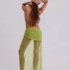 Stellar Asymmetric Hand Beaded Maxi Dress in Lime