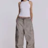 Stone Oil Wash Parachute Pants