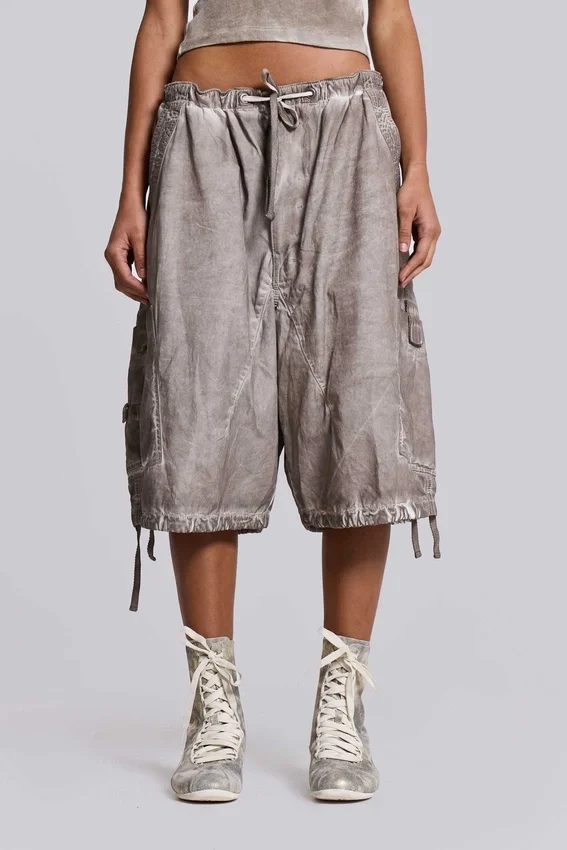 Stone Oil Wash Parachute Shorts