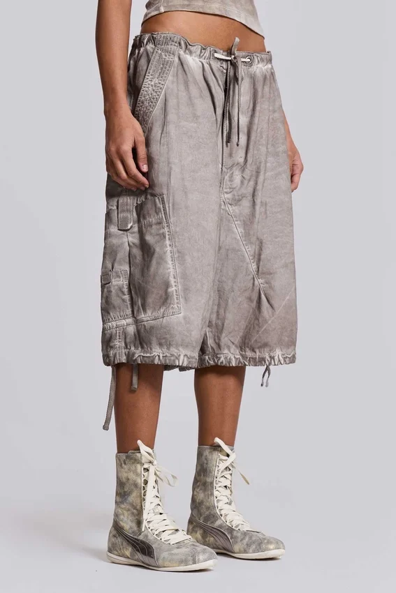 Stone Oil Wash Parachute Shorts