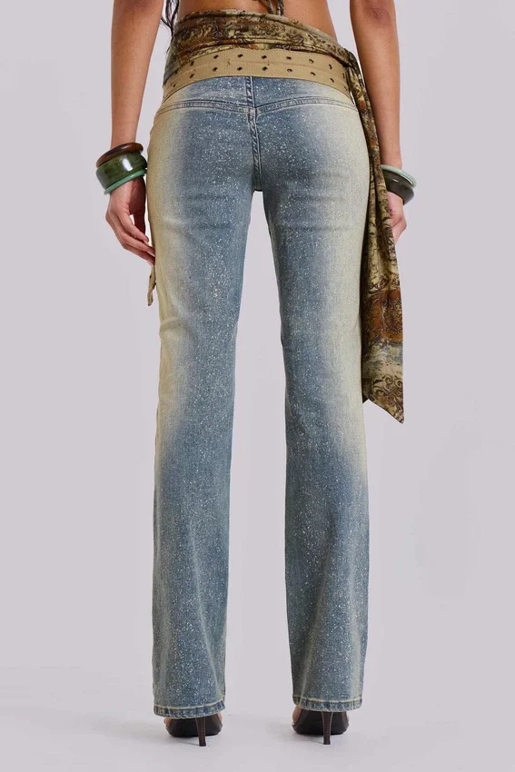 Strap Up Stonewash Jeans