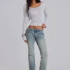 Stripe Mist Henley Top