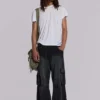 Sun Faded Black Trooper Cargo Pants