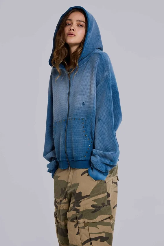 Sunfade Waffle Studded Hoodie