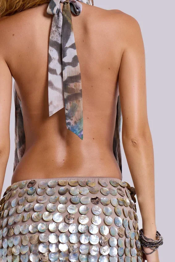 Syrienna Backless Mini Dress with Shells
