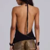 Tatiana Backless Studded Top in Black