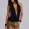 Tatiana Backless Studded Top in Black
