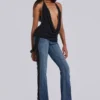 Tatiana Backless Studded Top in Black
