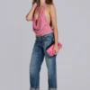Tullia Sripe Jersey Drape Top