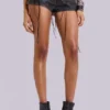 Vaca Whipstitch Faux Leather Mini Shorts in Black
