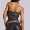 Vaca Whipstitch Faux Leather Mini Shorts in Black