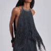 Vadra Backless Fringe Mini Dress