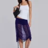 Velare Ruched Mesh Midi Skirt