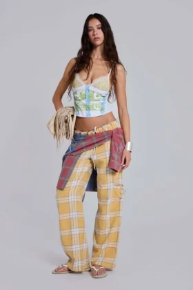 Vellora Low Rise Check Trousers