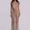 Vida Backless Crochet Maxi Dress with Shells