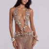 Vida Backless Crochet Maxi Dress with Shells