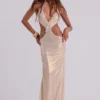 Vida Backless Maxi Dress in Gold