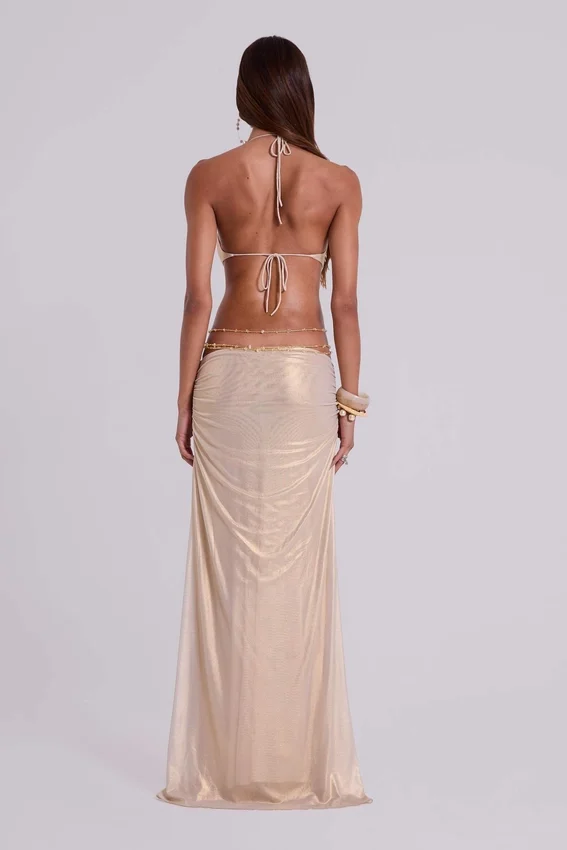 Vida Backless Maxi Dress in Gold