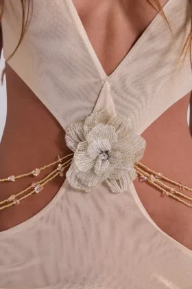 Vida Backless Maxi Dress in Gold